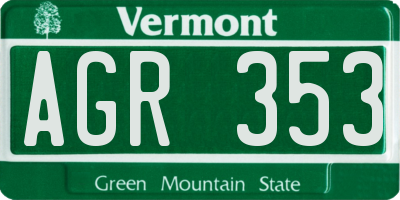 VT license plate AGR353