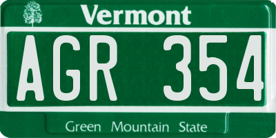 VT license plate AGR354