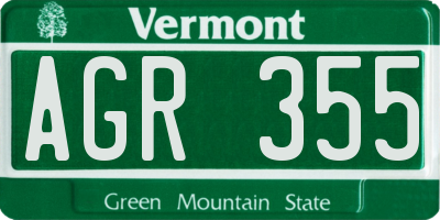 VT license plate AGR355