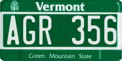 VT license plate AGR356