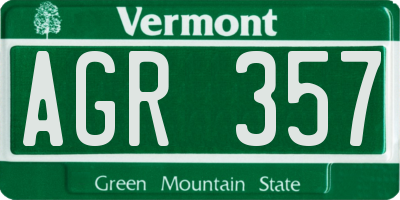 VT license plate AGR357