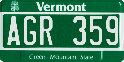 VT license plate AGR359