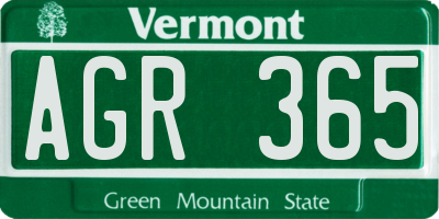 VT license plate AGR365