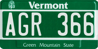 VT license plate AGR366