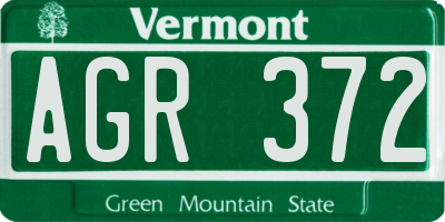 VT license plate AGR372