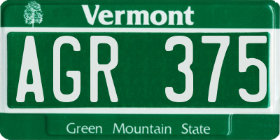VT license plate AGR375