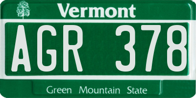 VT license plate AGR378
