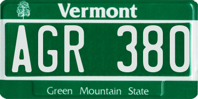 VT license plate AGR380