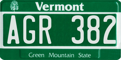 VT license plate AGR382