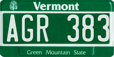 VT license plate AGR383