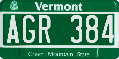 VT license plate AGR384