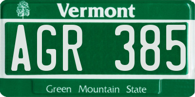 VT license plate AGR385