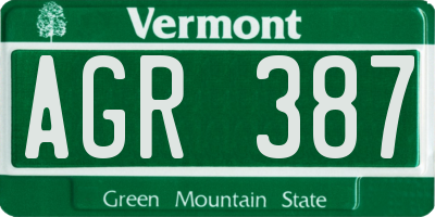 VT license plate AGR387