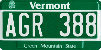 VT license plate AGR388