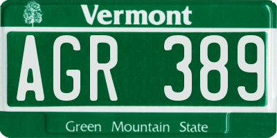 VT license plate AGR389