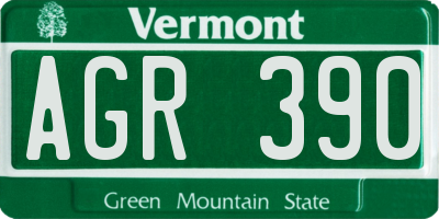 VT license plate AGR390