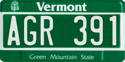 VT license plate AGR391