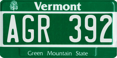VT license plate AGR392