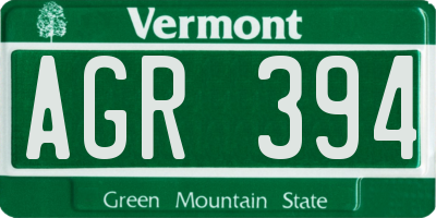 VT license plate AGR394