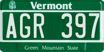 VT license plate AGR397