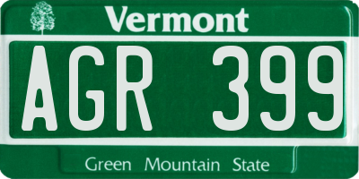 VT license plate AGR399