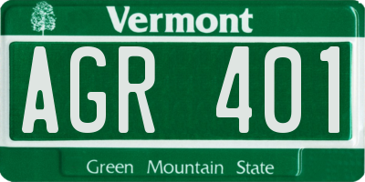 VT license plate AGR401