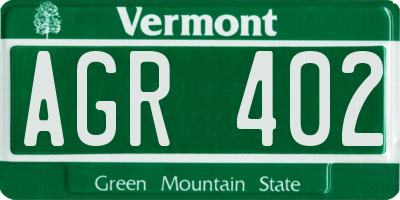 VT license plate AGR402