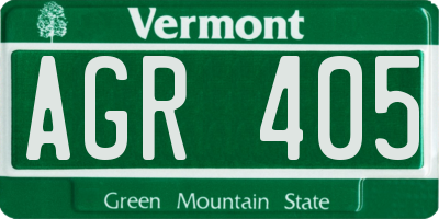 VT license plate AGR405