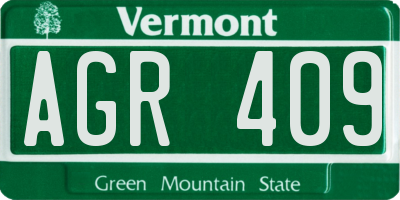 VT license plate AGR409