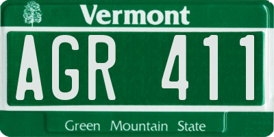 VT license plate AGR411