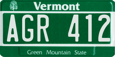 VT license plate AGR412