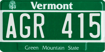 VT license plate AGR415