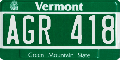 VT license plate AGR418