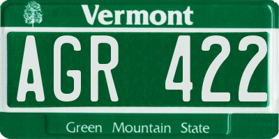 VT license plate AGR422