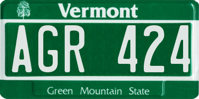 VT license plate AGR424