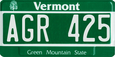 VT license plate AGR425