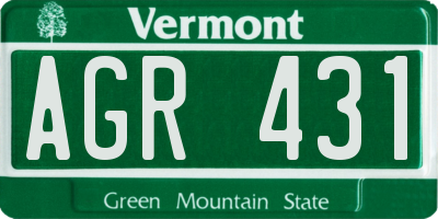 VT license plate AGR431