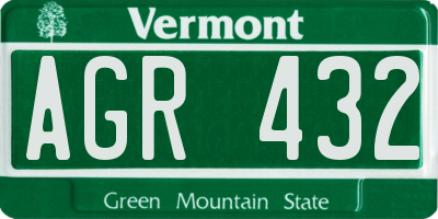 VT license plate AGR432