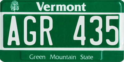 VT license plate AGR435