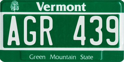 VT license plate AGR439