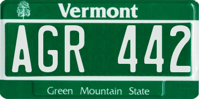 VT license plate AGR442