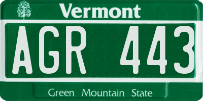 VT license plate AGR443