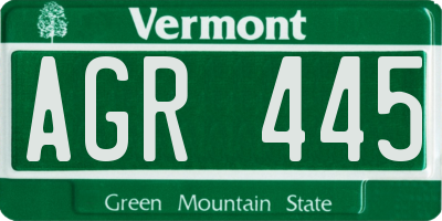 VT license plate AGR445