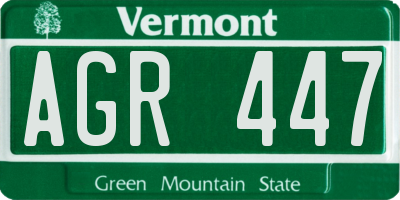 VT license plate AGR447