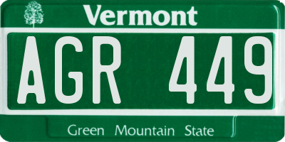 VT license plate AGR449