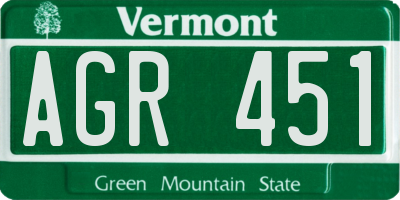 VT license plate AGR451