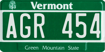 VT license plate AGR454