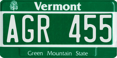 VT license plate AGR455