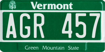 VT license plate AGR457