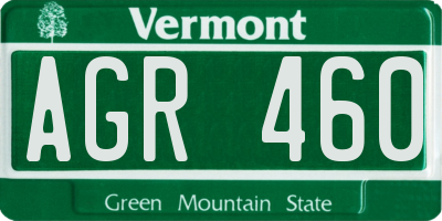 VT license plate AGR460